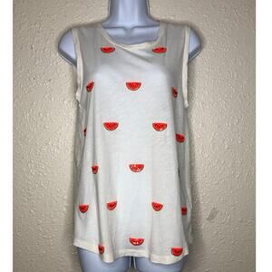 J Crew Beaded Watermelon Sleeveless T-shirt Tank Top XS